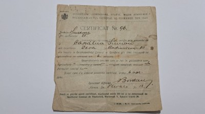 Certificat perioada regalista 1941 foto
