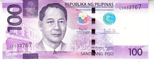 B11 11 - Bancnota foarte veche - Filipine / Pilipinas - 100 piso - 2022