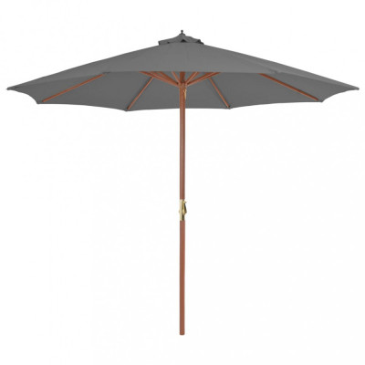 Umbrela de soare de exterior, stalp din lemn, 300 cm, antracit GartenMobel Dekor foto