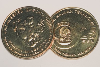 3333 Malaezia Malaysia 25 sen 2003 Proboscis Monkey km 86 aunc-UNC foto