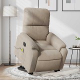 VidaXL Fotoliu masaj rabatabil electric cu ridicare, taupe, microfibră
