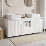 Cumpara ieftin Set dulap baie 3 buc. Alb foarte lucios 129 x 41 x 80 cm