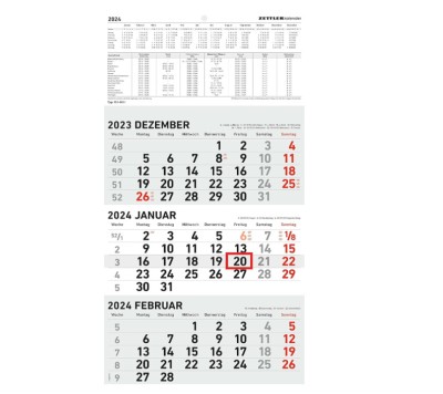 Calendar triptic ZETTLER 2024, limba germana, 23.7 x 44.8 cm - RESIGILAT foto