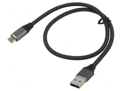 Cablu USB 3.1 A la C 0,5m Negru/Gri 10Gbps foto