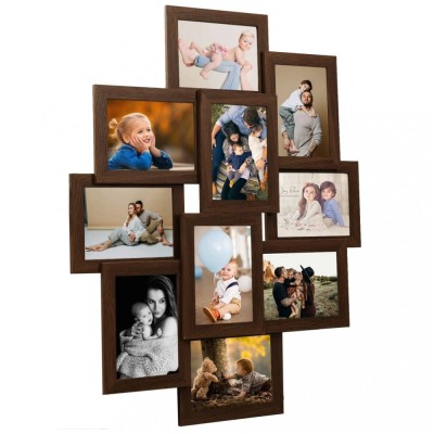 Ramă foto colaj pentru 10x (10x15 cm) foto, maro &amp;icirc;nchis, MDF foto