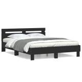 Cumpara ieftin Cadru de pat cu tablie, negru, 140x200 cm, lemn prelucrat
