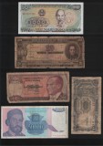 Set 5 bancnote de prin lume adunate (cele din imagini) #92, Asia