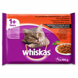 Set Patru Plicuri Hrana Umeda pentru Pisici WHISKAS Casserole, Selectii Clasice, 85 g, Hrana Pisici, Hrana Umeda Pisici, Hrana pentru Pisici, Hrana Um