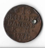 Moneda 1 skilling 1771 - Danemarca, gaurita, Europa, Cupru (arama)