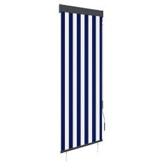 Gossi jaluzea tip rulou de exterior, albastru si alb, 60 x 250 cm