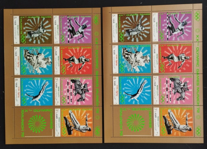 YEMEN A.R. - OLIMPIADA MUNICH-1972 -2 Coali mici-NEOB.** - YAR 074D