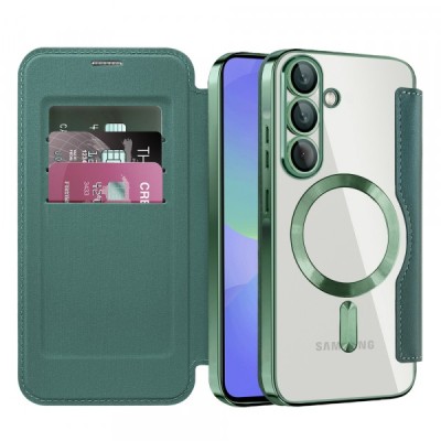Husa MagSafe pentru Samsung Galaxy A36 A366, Techsuit, SmartMag Book, Verde foto