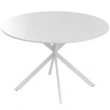HOMCOM Masă rotundă de dining, stil industrial, cu picioare &icirc;n cruce din oțel, &Oslash;120x75 cm, albă | Aosom Romania