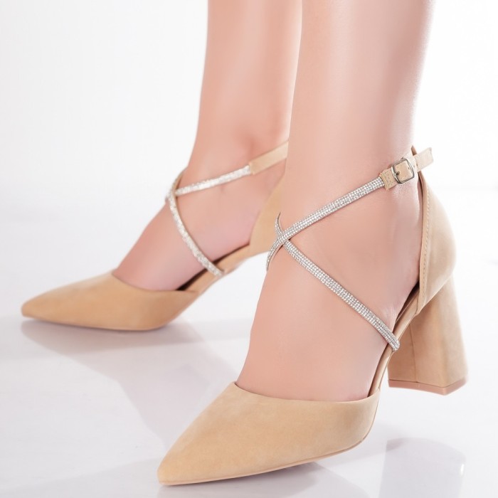 Pantofi dama Bej din Piele Ecologica Intoarsa Velea, 37