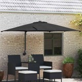 vidaXL Parasolar Gradina Negru 248.5x247.5x160cm, Poliester &amp; Otel, Protectie UV, Rezistent Apa, Umbrela Exterior, Mecanism Manual