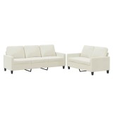 Cumpara ieftin Set de canapele cu perne, 2 piese, crem, catifea