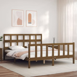 VidaXL Cadru de pat cu tăblie, maro miere, king size, lemn masiv