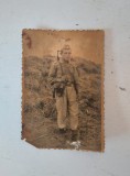 Fotografie veche soldat militar in termen, Romania, 9x6cm