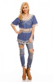 R655-441 Bluza casual cu maneci scurte si model fluture