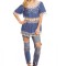R655-441 Bluza casual cu maneci scurte si model fluture