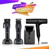 Cumpara ieftin Set HUSH - Masina de tuns C2 + Masina de contur T2 + Masina de ras V2 + Uscator de parHU600
