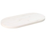 Blat de masă, alb, 70x35x2,5 cm, lemn masiv de pin, oval
