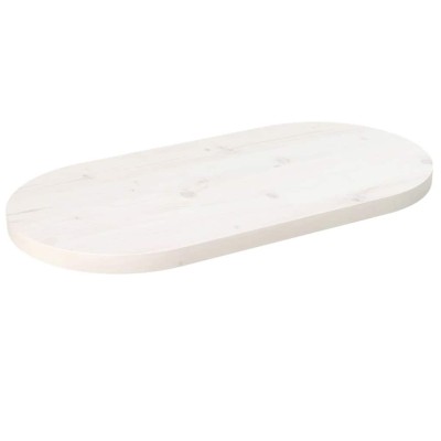 vidaXL Blat de masă, alb, 70x35x2,5 cm, lemn masiv de pin, oval foto