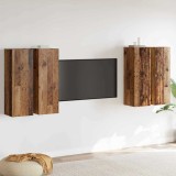 vidaXL Set Dulapuri TV Pe perete 4 pcs Lemn vechi 30.5 x 30 x 90 cm