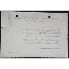 Invitatie de la Uniunea Scriitorilor din R.P.R., Comisia de proza