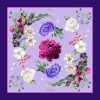 Batic Matase Naturala Secret Garden Lila Albastru 90x90cm Floral Vintage Made in Italy