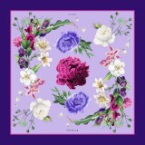 Cumpara ieftin Batic Matase Naturala Secret Garden Lila Albastru 90x90cm Floral Vintage Made in Italy