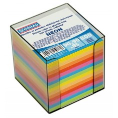Rezerva Cub Hartie cu Suport DONAU, 9x9x8.5 cm, 800 File/Set, Multicolor, Rezerve Cub Hartie, Bloc Notite, Suport din Plastic pentru Notite, Notite de foto