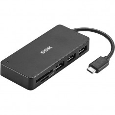 Hub USB SSK SHUC510 3x USB 3.0 slot SD slot microSD Negru foto