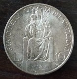 Moneda Vatican - 10 Lire 1930 - Papa Pius XI - Argint, Europa