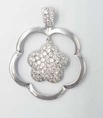 Superb pandantiv vintage floare din argint si zirconii designer Norvegia