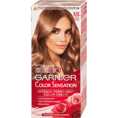 Vopsea de Par Permanenta Garnier Color Sensation 8.12, 110 ml, Opal Mauve Blonde, Colorare Par Blond Garnier Opal Mauve Blonde, Vopsea de Par Nuanta B foto