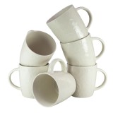 Set 6 căni alb cremos decorate in relief