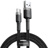 Cablu alimentare si date Baseus Cafule, Fast Charging Data Cable pt. smartphone, USB la USB Type-C 3A, 1m, gri + negru