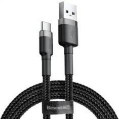 Cablu alimentare si date Baseus Cafule, Fast Charging Data Cable pt. smartphone, USB la USB Type-C 3A, 1m, gri + negru