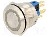 Intrerupator anti-vandalism, ON-(ON), &Oslash;22mm, ONPOW - GQ22-11E/G/12V