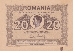 BANCNOTA - ROMANIA - 20 ( DOUAZECI ) LEI , MIHAI I , 1945 foto