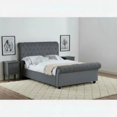 Pat Silver 180x200 cm Tapitat Catifea Gri Somiera Inclusa