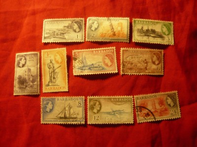 Serie mica Barbados colonie britanica1953 R.Elisabeta II motive locale ,10val. foto