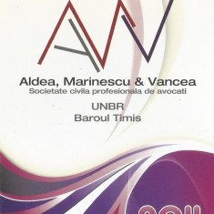 Romania, Aldea, Marinescu & Vancea, calendar de buzunar, 2011
