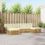 vidaXL Seturi de canapele 6 pcs Alb și crem Lemn Solid de Acacia 3390935