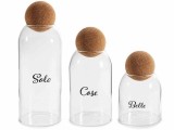Cumpara ieftin Set 3 borcane depozitare sticla &Oslash; 9 cm x 23,5 H, &Oslash; 9 x 19 H, &Oslash; 9 x 13 H