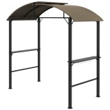 Outsunny Pavilion Grătar, 2 Blaturi Laterale, C&acirc;rlige, Cadru din Oțel, 1,1 x 2,3m, Khaki | Aosom Romania