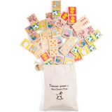 Domino Animale Lemn New Classic Toys, Joc Educativ Board Games, 28 Piese, Saculet Bumbac, 3 Ani+