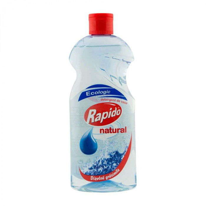 Detergent de Vase RAPIDO Ecologic, 500 ml, Dizolva Grasimile, Detergent Manual Vase, Detergent de Spalat Vase, Degresant pentru Vase, Detergent Lichid