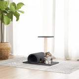 Stalp zgariere de pisici cu tunel, gri &icirc;nchis, 60x34,5x50 cm GartenMobel Dekor